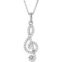 14K White 1/4CTW Diamond Petite Treble Clef 16 Necklace - 8584160000P