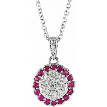14K White Ruby & 1/3 CTW Diamond Necklace - 65201560000P