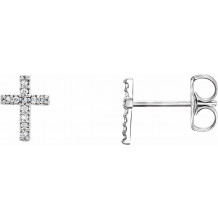 14K White .05 CTW Diamond Cross Earrings - R17013600P