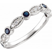 14K White Sapphire & 1/6 CTW Diamond Ring - 65198960002P