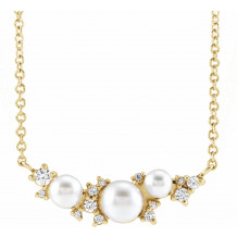 14K Yellow Akoya Cultured Pearl & .08 CTW Diamond 16 Necklace - 87273116P