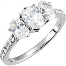 14K White 1 9/10 CTW Diamond 3-Stone Engagement Ring. Size 7