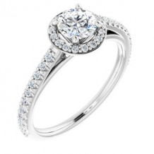 14K White 3/4 CTW Diamond Halo-Style Engagement Ring. Size 7
