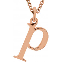 14K Rose Lowercase Initial p 16 Necklace - 8578070047P