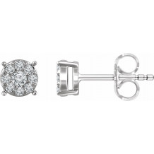 14K White 1/4 CTW Diamond Cluster Stud Earrings - 65296960001P
