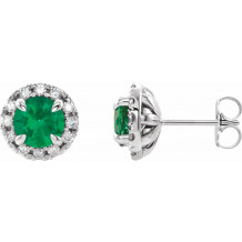 14K White Emerald & 1/5 CTW Diamond Earrings - 869716015P