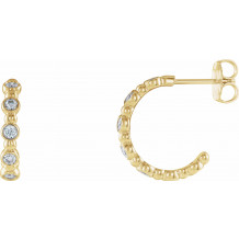 14K Yellow 3/8 CTW Diamond Beaded Hoop Earrings - 86685605P
