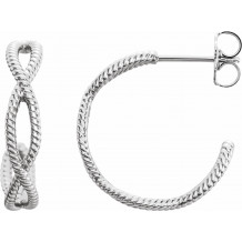 14K White 17x3.6 mm Rope Hoop Earrings - 86450601P