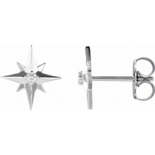 14K White .03 CTW Diamond Star Earrings - 86749600P