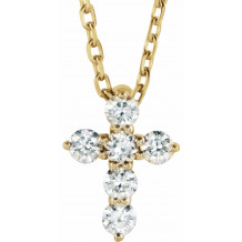 14K Yellow 8.7x6.6 mm 1/6 CTW Diamond Cross 16-18 Necklace - R42359606P