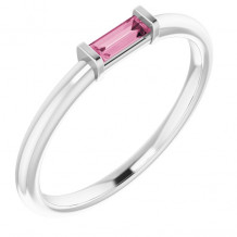 14K White Pink Tourmaline Stackable Ring - 122887619P