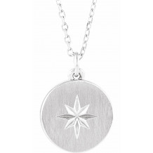 14K White Starburst Disc 16-18 Necklace - 86649600P