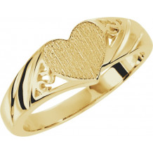 14K Yellow 9x8 mm Heart Signet Ring - 562271936P