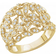 14K Yellow 1/2 CTW Diamond Leaf Ring - 65236360001P