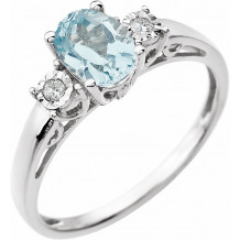 14K White Swiss Blue Topaz & .04 CTW Diamond Ring - 651544102P