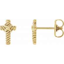 14K Yellow Rope Cross Earrings - R170111001P
