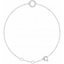 14K White .06 CTW Diamond Initial O 6-7 Bracelet - 65268960015P