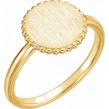 14K Yellow Engravable Beaded Ring - 51686102P