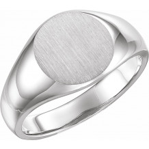14K White 13 mm Round Signet Ring - 91298589P