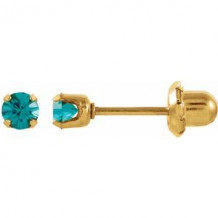 24K Gold-Plated Stainless Steel Imitation Blue Zircon Inverness Piercing Earrings