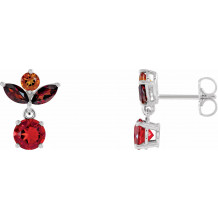 14K White Multi-Gemstone Earrings - 86874600P