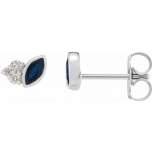 14K White Blue Sapphire & .05 CTW Diamond Earrings - 87095610P