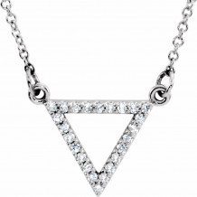 14K White 1/10 CTW Diamond Triangle 16 Necklace - 85864101P