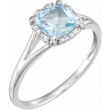 14K White Sky Blue Topaz & .05 CTW Diamond Ring - 65195260012P