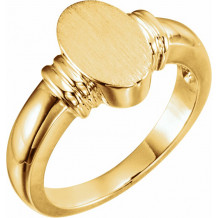 14K Yellow 11.1x7.1 mm Oval Signet Ring - 50492295620P