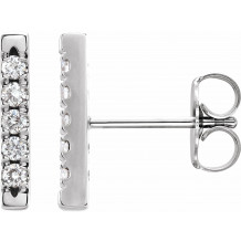Platinum 1/8 CTW Diamond French-Set Bar Earrings - 87066603P