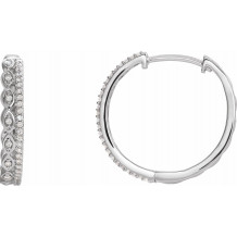 14K White 1/4 CTW Diamond Geometric Hoop Earrings - 653410601P