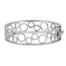 14K White 6 7/8 CTW Diamond Bangle Bracelet - 6548460001P