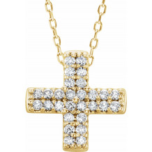 14K Yellow .07 CTW Diamond Cross Necklace - R42350605P