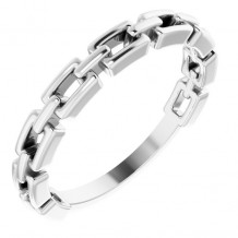 14K White Chain Link Ring - 52078102P