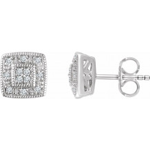 14K White 1/10 CTW Diamond Cluster Earrings - 65294560002P