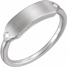 14K White .03 CTW Diamond 18x5 mm Rectangle Signet Ring - 122976600P