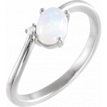 14K White Ethiopian Opal & .015 CT Diamond Bypass Ring - 72085605P