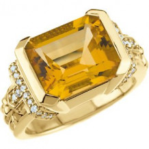 14K Yellow Citrine & 1/5 CTW Diamond Ring - 6719871381P