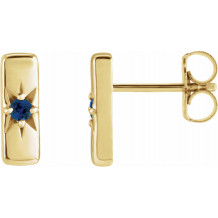 14K Yellow Blue Sapphire Starburst Bar Earrings - 87144606P