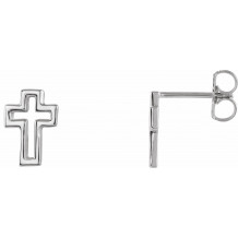 14K White Open Cross Earrings - R17015600P