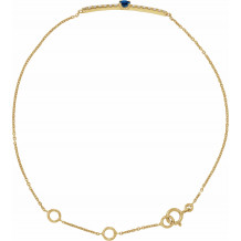 14K Yellow Blue Sapphire & .07 CTW Diamond Bar 5-7 Bracelet - 653641601P