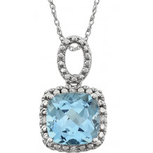 14K White Sky Blue Topaz & .03 CTW Diamond 18 Necklace - 651606101P