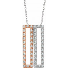 14K White & Rose 1/3 CTW Diamond Rectangle 16-18 Inch Necklace - 65231160002P