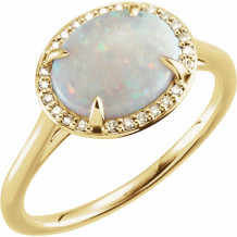 14K Yellow Opal & .06 CTW Diamond Ring - 71633104P