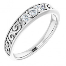 14K White 1/3 CTW Diamond Three-Stone Scroll Ring - 98506020P