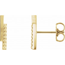 14K Yellow Beaded Bar Earring - 86569601P