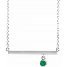 14K White Emerald Bezel-Set 18 Bar Necklace - 869056110P