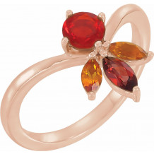 14K Rose Multi-Gemstone Ring - 72045602P