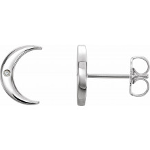Platinum .005 CTW Diamond Crescent Earrings - 86449603P