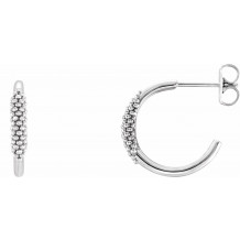 14K White 15.1 mm Beaded Hoop Earrings - 86532600P